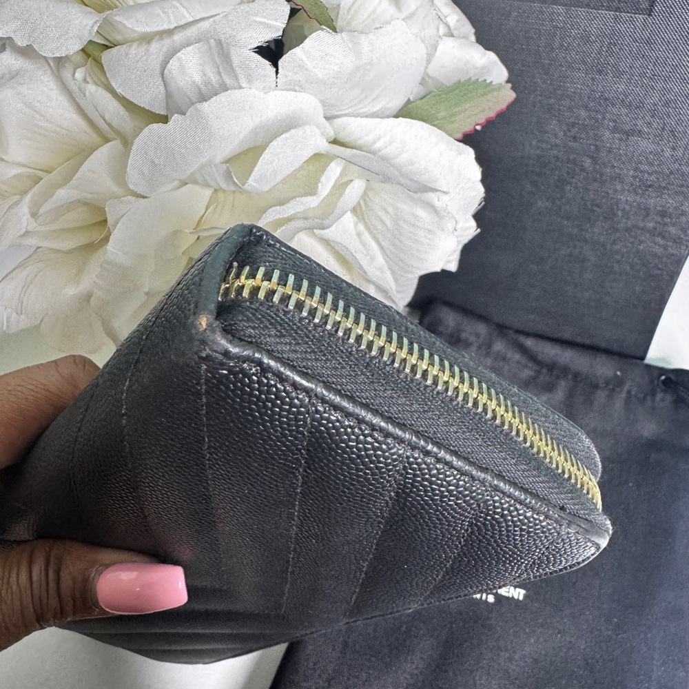 YSL Black Quilted Zip Wallet - Picture 11 of 16